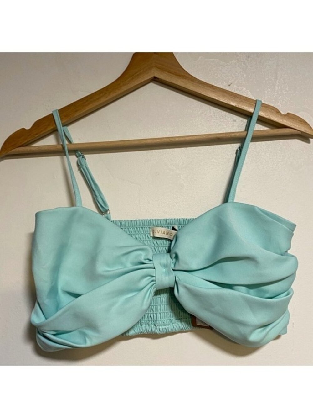 O. Vianca Mint Bow Front Crop Top – Adjustable Straps - Picture 6 of 12